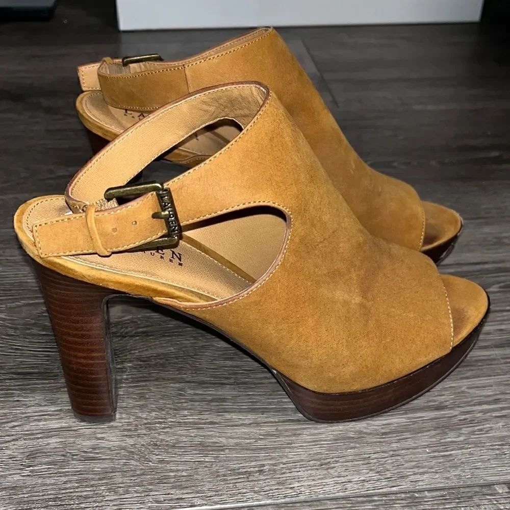 Ralph Lauren leather platform open tor sandals Size 10